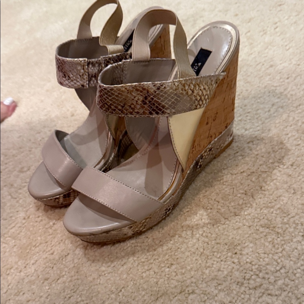 White House Black Market Beige Strappy Sandals